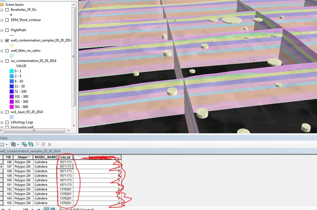 Value field when exporting as Shapefile (from a 3D striplog plot ...