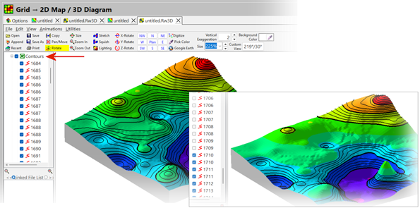 RockWorks contour polyline visible