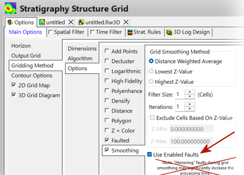 RockWorks stratigraphy structure grid smooth