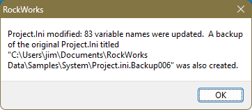 RockWorks file open update ini