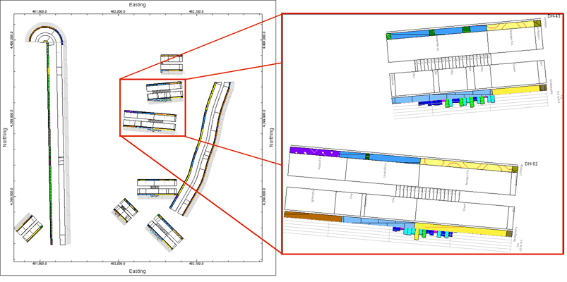 RockWorks borehole striplog log map deviated vertical