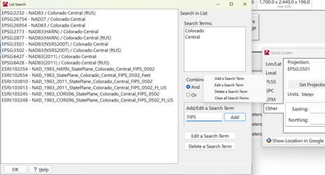 RockWorks coordinate systems select